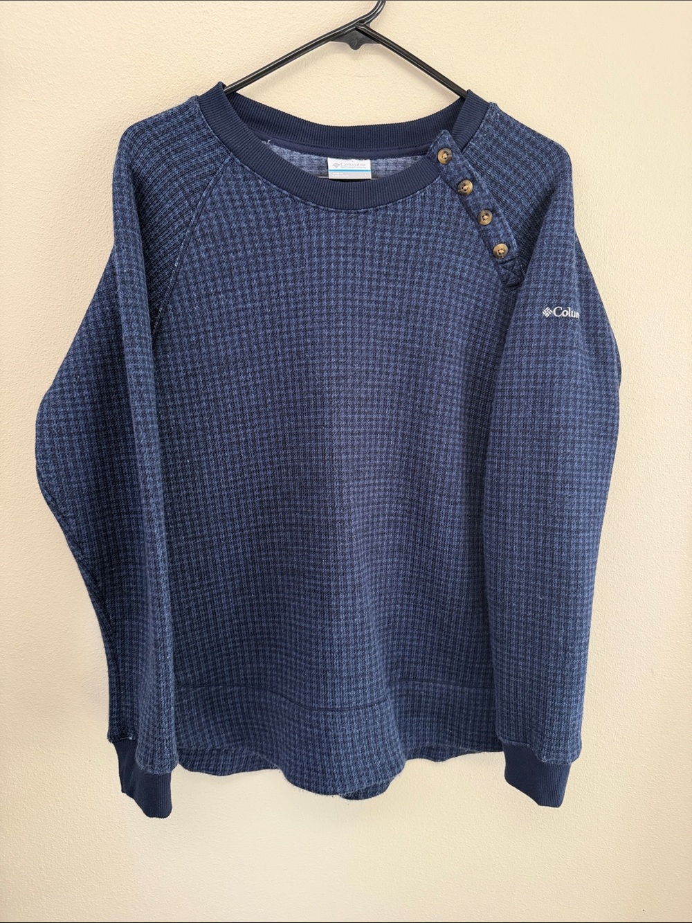 Columbia Women's Navy Crewneck Button-Shoulder Sweater